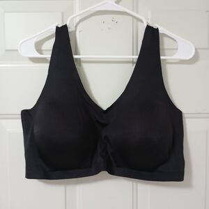 Blake & Co. Womens Wirefree Luxe V Neck Molded Cup Padded Bralette Black Size 2X